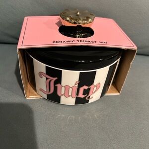 Juicy Couture Black and White Ceramic Jar with Pink Accents NIB